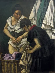 GUTIERREZ SOLANA, Jose (1886-1945). Les Blanchisseuses. 1931. Art contemporain. Huile sur toile. Collection privée