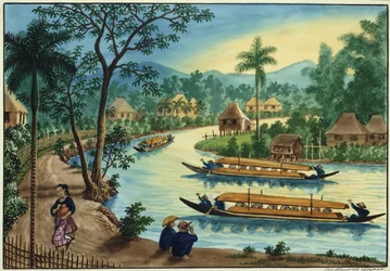 Manille et ses environs : Vue près de la ville de Taguig sur la rivière Pasig
