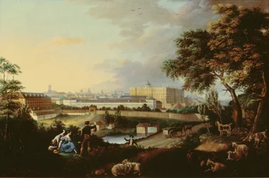 Vue du Palais Royal de Madrid depuis la montagne Principe Pio