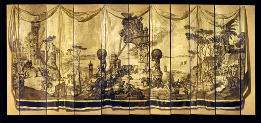 Vision Méditerranéenne, paravent à onze feuilles, vers 1925