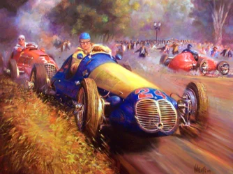 Juan Manuel Fangio conduisant la Maserati 4Cl La forêt de Palermo Buenos Aires