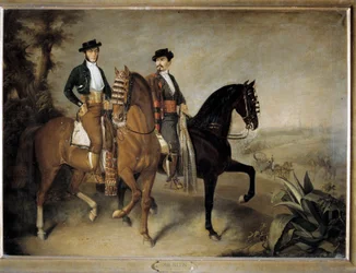 Les deux cavaliers,19e siècle (huile sur toile)
