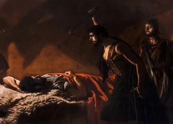 Peinture historique : La mort de Viriatus (Viriate, Viriathe, vers 180-139 avant JC) par Villegas Cordero, José (1844-1921)
