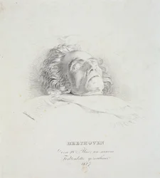 Ludwig van Beethoven (1770-1827) sur son lit de mort, 28 mars 1827