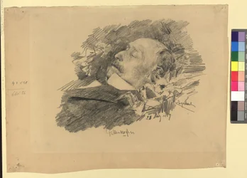 Le peintre August Pettenkofen sur son lit de mort