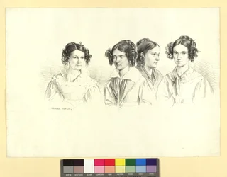 Quatre jeunes filles sur une feuille
