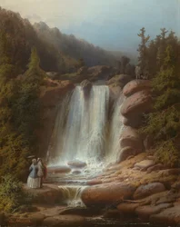 Cascade de la rivière Mumlava dans les Montagnes Géantes, 1850-53