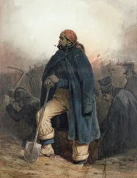 Soldat avec une pelle