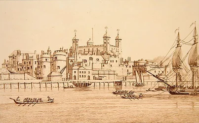 Vue Sud de la Tour de Londres, gravée par J.C. Stadler (fl.1780-1812)