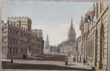 Vue de la High Street à Oxford, gravée par J. C. Stadler (fl.1780-1812), publiée en 1793