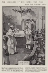 Célébration du début de la nouvelle année juive dans la Grande Synagogue, Aldgate, Londres