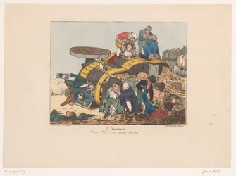 Chariot de foin renversé avec passagers (Pauvre bi bi!! j
