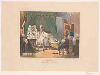 Hôtelière chassant une dame et un monsieur de la chambre