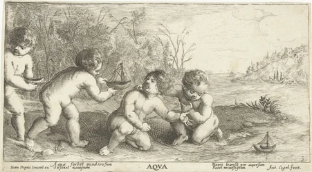 Enfants jouant avec des bateaux