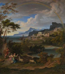 Paysage héroïque avec arc-en-ciel