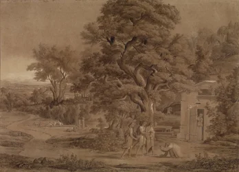Paysage avec Abraham et les trois anges dans la vallée de Mambré