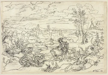 Paysage avec Saint Georges et le Dragon et le Mont Soratte