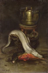 Nature morte avec poisson et chaudron
