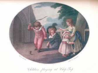 Enfants jouant au fouet-toupie, 1910