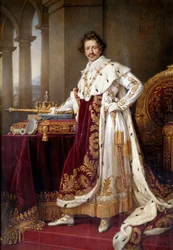 Portrait en pied de Louis Ier de Bavière (1786-1868) en costume de couronnement. 1826. 1,44 x 2,71 m. Munich, Neue Pinakothek