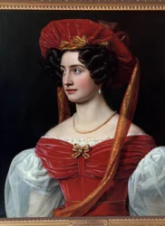Portrait de femme au chapeau rouge