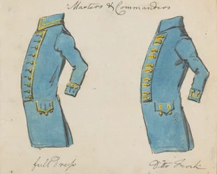 Vue latérale de deux vestes navales; Maîtres et Commandants