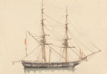 Brigantine simple, voiles affalées
