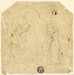 Scène dramatique avec couple, homme âgé