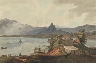 Rocher du Padre et Montagne du Pain de Sucre depuis Bencooler, Sumatra, 1799