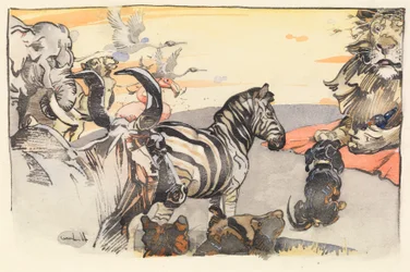 Le Roi Noble le Lion et sa cour