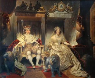 Christian VIII (1786-1848) et la reine Caroline-Amélie (1796-1881) en robes de couronnement
