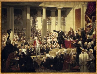 Révolution française : Honoré Gabriel (Honoré-Gabriel) Riqueti, comte de Mirabeau (1749-1791), devant Monsieur Henri Evrard (Henri-Evrard), marquis de Dreux Brézé (Dreux-Brézé) (1762-1829), à l