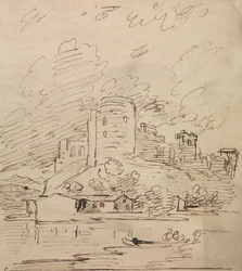 Château avec une tour ronde au-dessus d