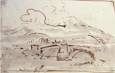 Paysage avec un pont