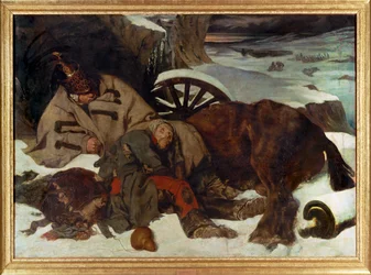 Episode de la retraite de Moscou -Scène de la retraite française de Moscou (peinture sur toile)
