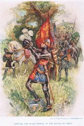 Édouard, le Prince Noir à la bataille de Crécy, illustration tirée de « Histoires pour enfants de l