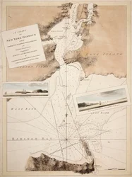 Carte du port de New York avec les sondages, vues des repères et directions nautiques pour l