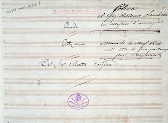 Première page de partition musicale du menuet dans Armida par J Haydn (1821)