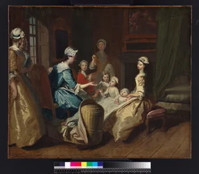 Pamela raconte une histoire pour enfants, tiré de «Pamela: or Virtue Rewarded» de Samuel Richardson (1689-1761), publié en 1740, vers 1744