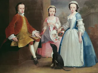 Sara, Anna et Evan Davies avec leur chien