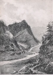 Afghanistan : La marche de la colonne de Kaboul vers Khandahar, août 1880, illustration de British Battles on Land and Sea, 1915
