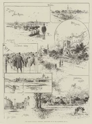Le chemin de fer de Wirral, Cheshire, première coupe de gazon par M. Gladstone, 21 octobre