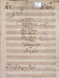 Première page de la partition musicale de la Symphonie en do par Pleyel