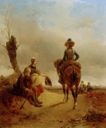 Paysage avec scène équestre baroque