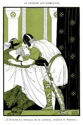 Légende des Nibelungen : Siegfried embrasse la Walkyrie Brünnhilde