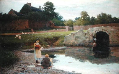 Jouer près du vieux pont