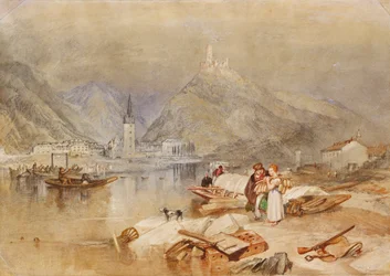 Berncastel sur la Moselle avec les ruines de Landshut, vers 1834