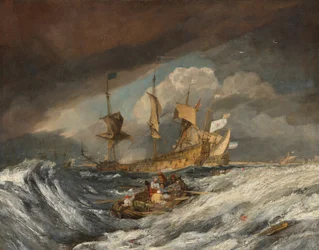 Bateaux portant des ancres aux navires de guerre néerlandais