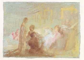Intérieur à Petworth House avec des gens en conversation, 1830