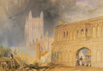 Abbaye et porte de Malvern, Worcestershire, c.1830